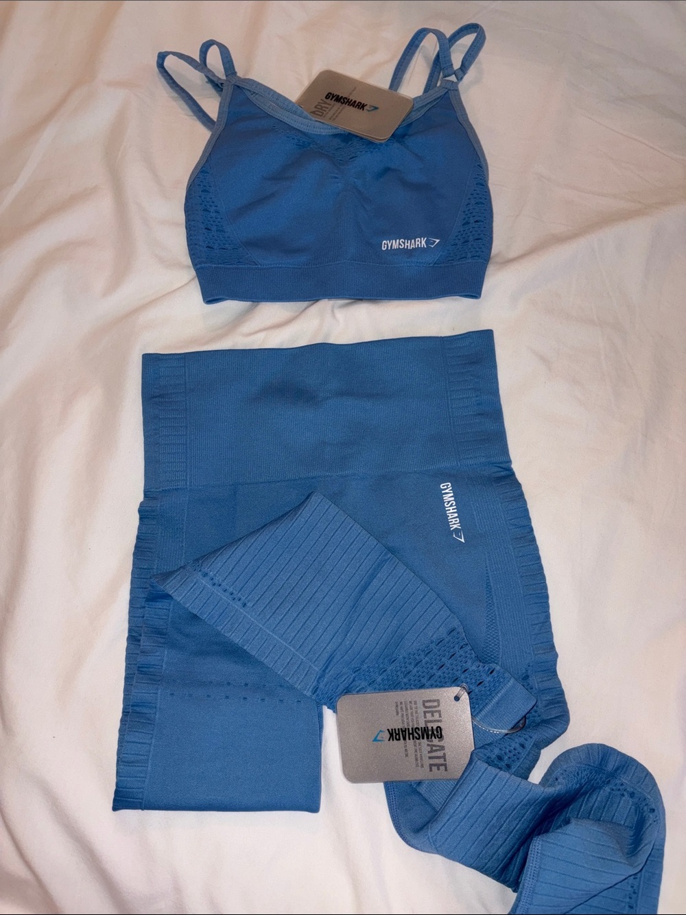 NWT Gymshark Malibu Blue Seamless Performance Leggings Set